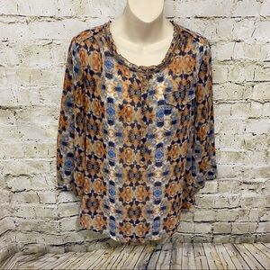 Nine West Vintage America Blue Tab Printed Blouse